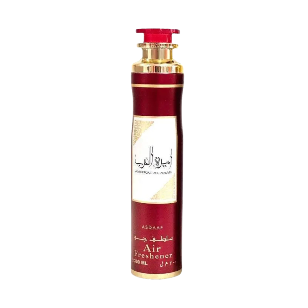 Ameerat Al Arab air freshener – elegant Arabian fragrance with gold and red design, symbolizing luxury and oriental allure. Clone / dupe of / inspired by Armani - My Way perfume.