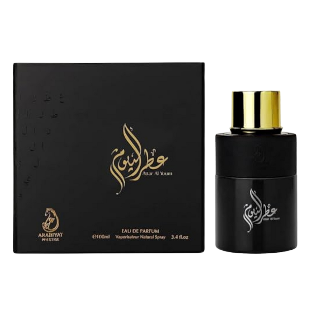 Arabiyat Prestige Attar Al Youm 100ml Eau de Parfum – premium unisex Arabian fragrance in matte black box. Clone / dupe of / inspired by Yves Saint Laurent - Yvresse (Champagne) YSL.