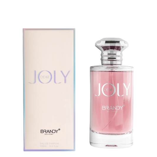 Perfume bottle and packaging of 'Dear Joly' by Brandy on a white background. Dear Joly by Brandy Designs Womens Perfume