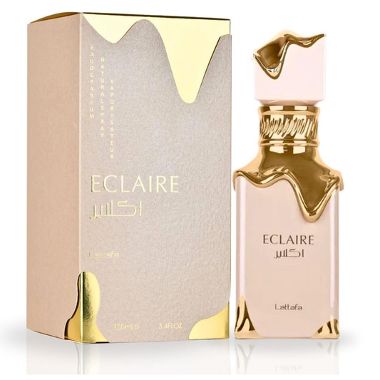 Eclaire by Lattafa women’s fragrance with premium packaging, a luxury perfume offering long lasting scent, inspired by Bianco Latte from Giardini di Toscana.