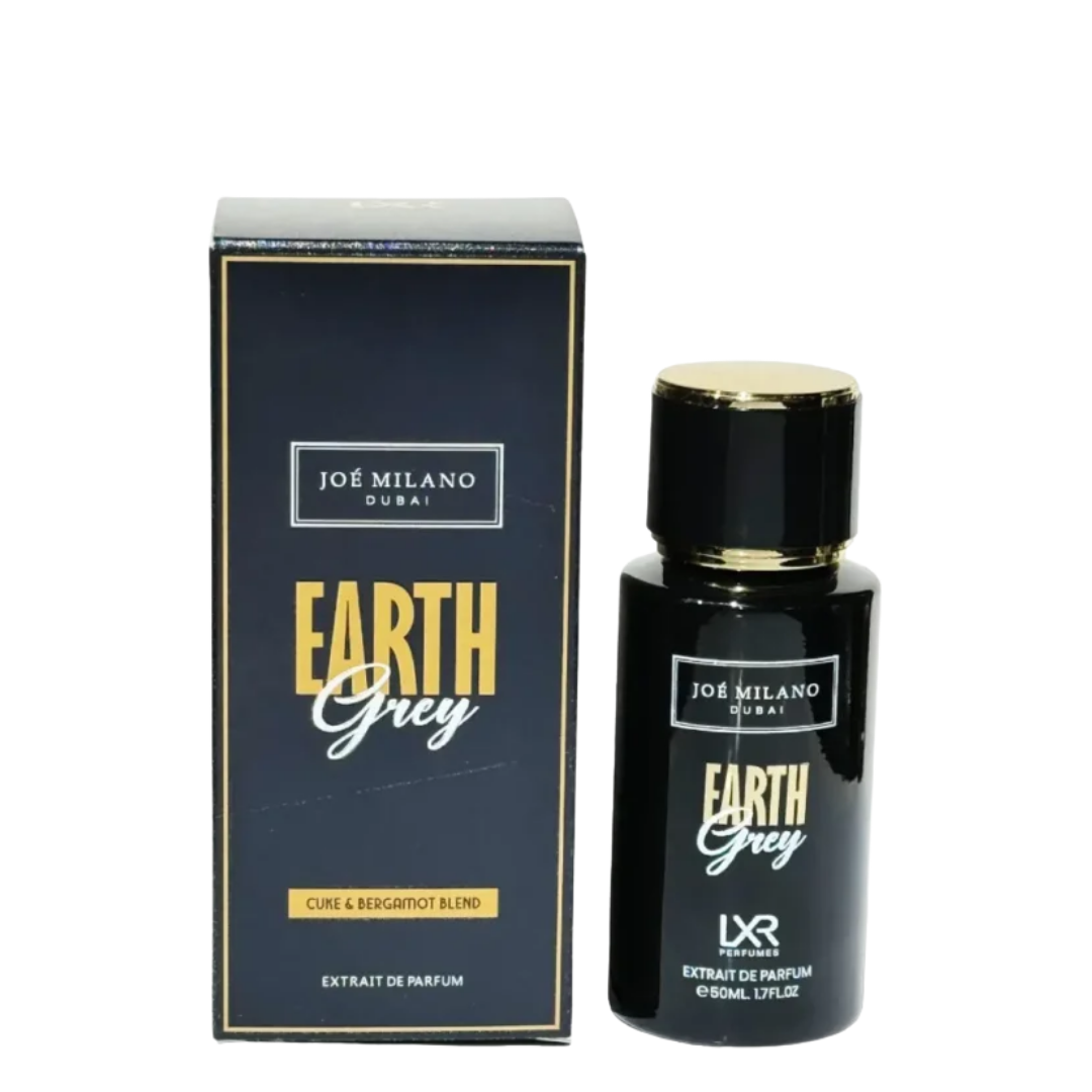 Joé Milano Earth Grey perfume bottle and packaging on a white background