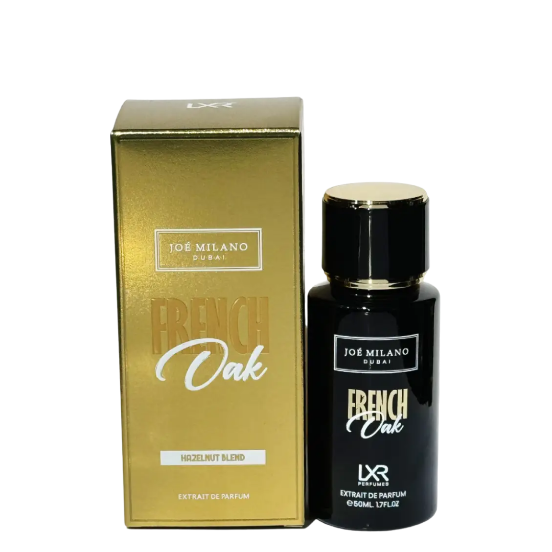 Joé Milano French Oak perfume bottle and packaging on a white background