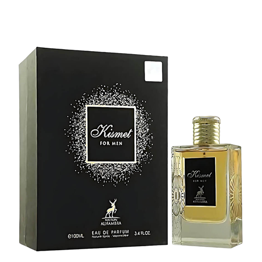 Kismet for Men Eau de Parfum bottle and packaging on a white background