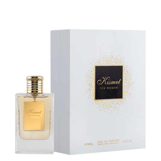 Kismet for women perfume bottle and packaging on a white background