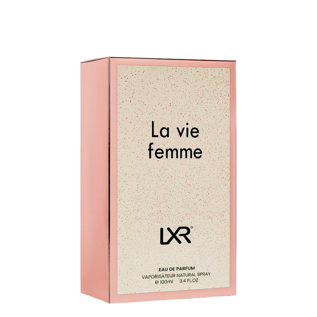 LXR La vie femme perfume packaging on a white background