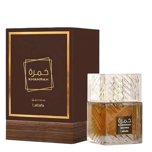 Khamrah Qahwa by Lattafa perfume with premium packaging β rich gourmand scent for men and women