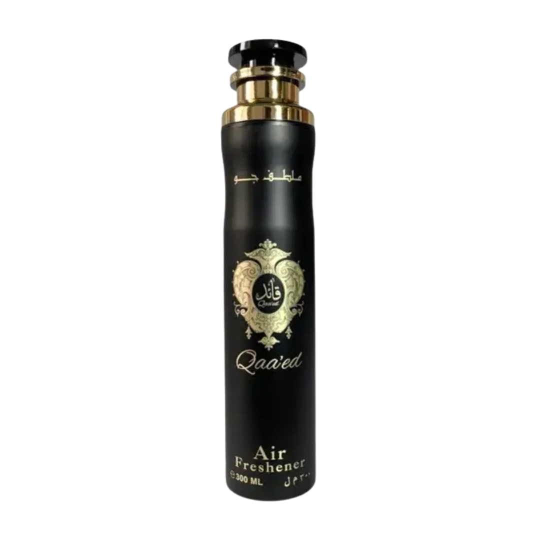 A luxurious gold-colored perfume bottle with a textured cap and the brand name 'Lattafa' displayed prominently. Clone / dupe of / inspired by Dolce & Gabbana - Velvet Desert Oud perfume.