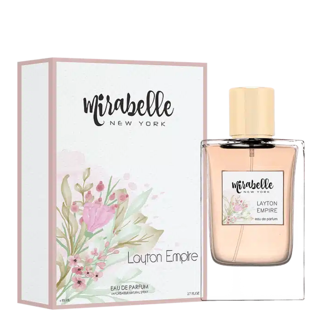 Mirabelle New York Layton Empire eau de parfum bottle and packaging on a white background