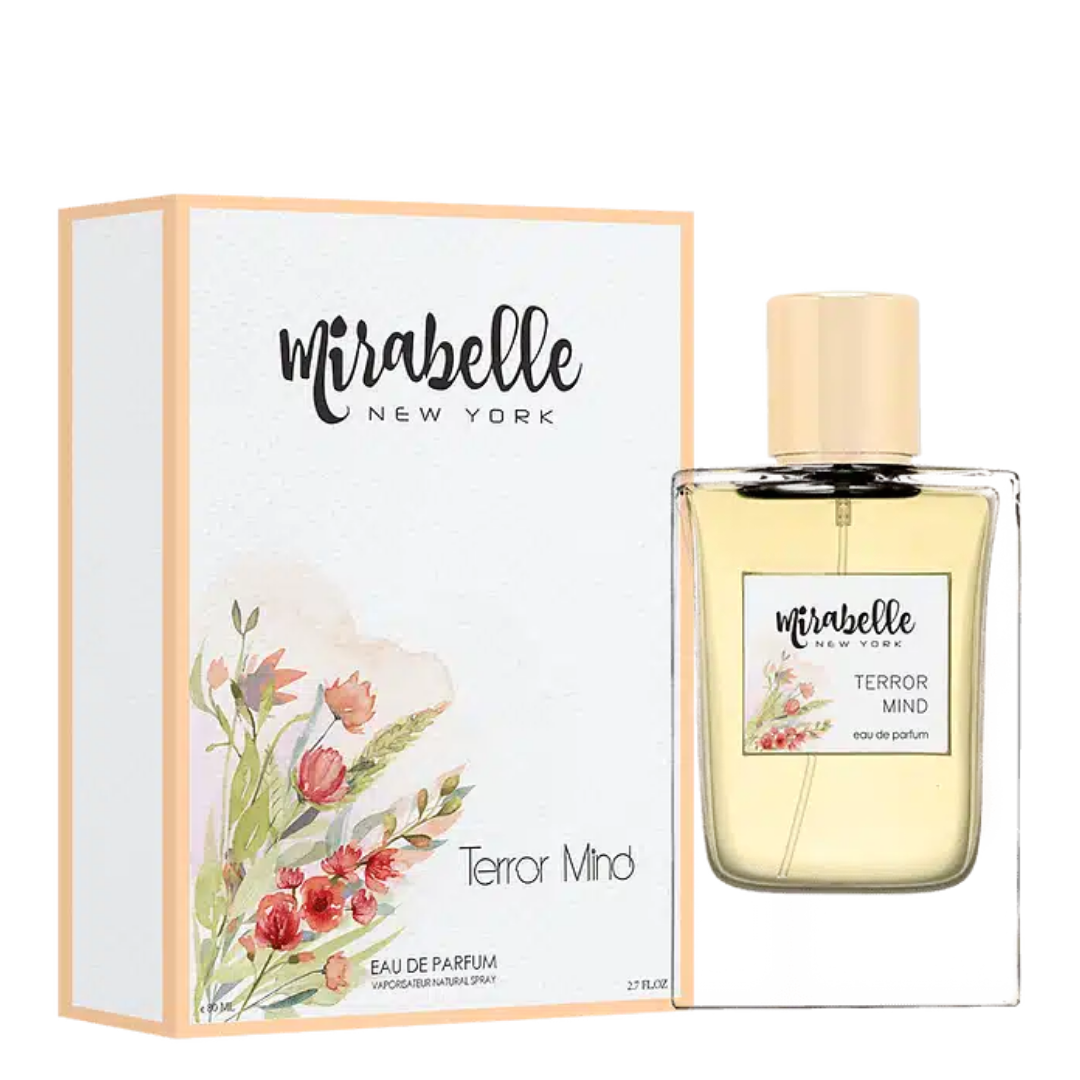 Mirabelle New York Terror Mind eau de parfum bottle and packaging on a white background
