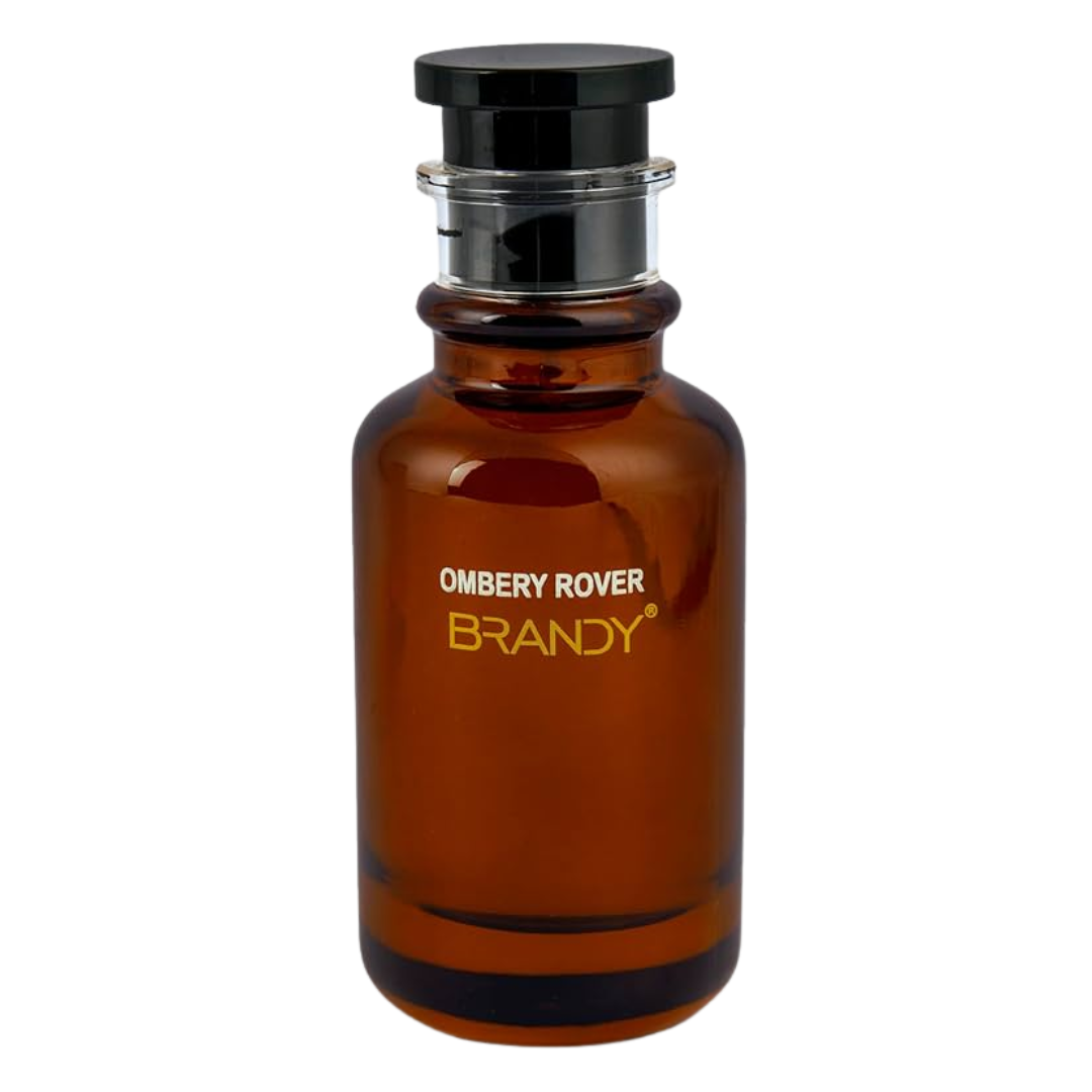 Ombery Rover by Brandy Designs men’s perfume in a sleek brown bottle, a luxury fragrance inspired by Louis Vuitton Ombre Nomade. Premium Arabian perfumes with a long lasting scent, perfect for men’s fragrances collection.