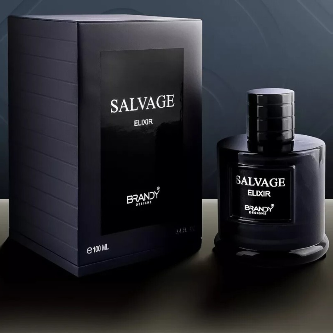 Bottle of Salvage Elixir Brandy against a dramatic sky background. Salvage Elixir by Brandy Designs Mens Perfume
