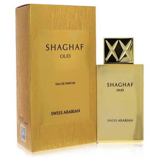 Shaghaf Oud perfume bottle and packaging on a white background