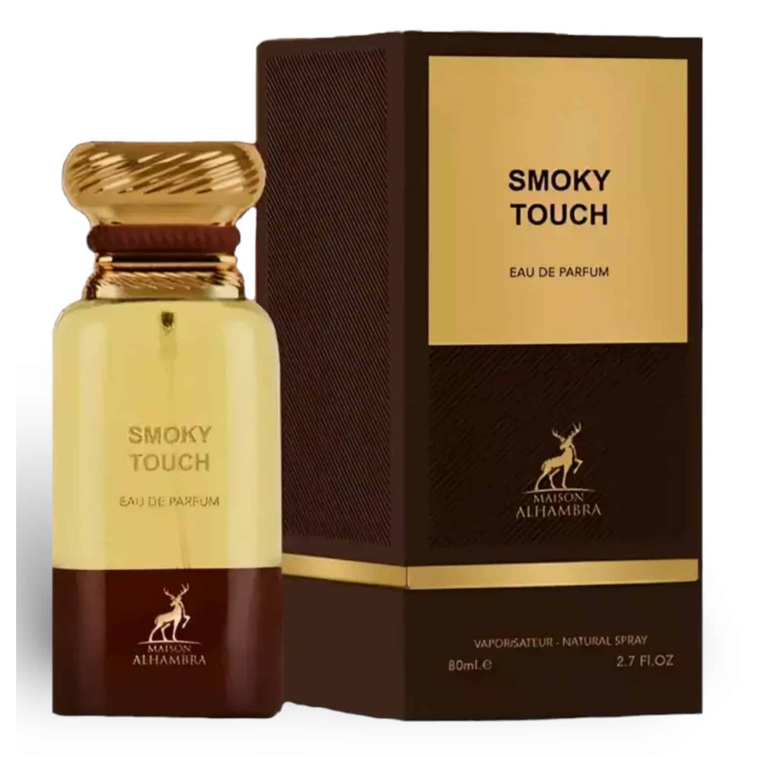 Maison Alhambra Smoky Touch Eau de Parfum bottle and packaging on a white background