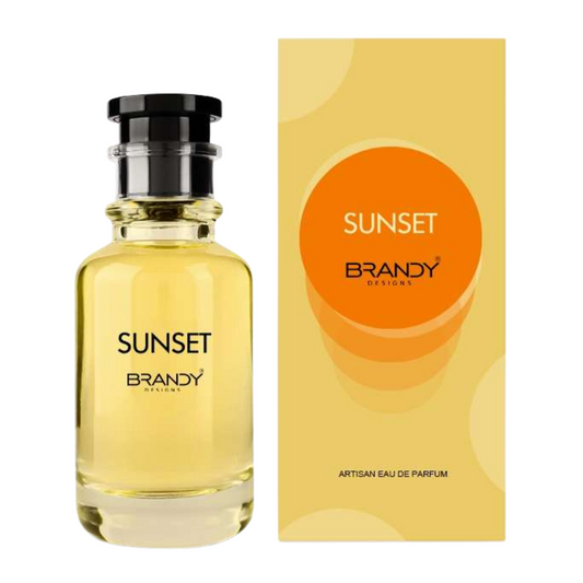 Sunset by Brandy Designs unisex fragrance with packaging – luxury perfume inspired by Louis Vuitton Sun Song. A long lasting perfume from Arabian perfumes, ideal as both men’s perfume and women’s perfume, delivering fresh unisex scent.