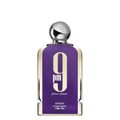 Perfume bottle with purple label and silver cap on white background. Afnan 9pm Pour Femme Womens Perfume