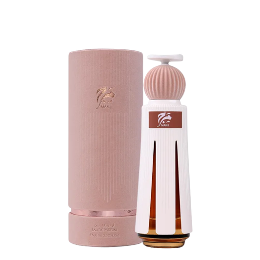Perfume bottle and packaging with a brand logo on a white background. Ahmed Al Maghribi Marj Unisex Perfume