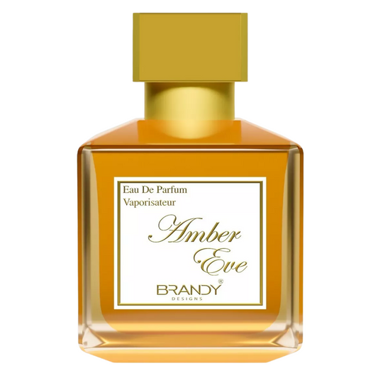 Amber Eve Brandy perfume bottle on a white background. Amber Eve by Brandy Designs Unisex Perfume.
