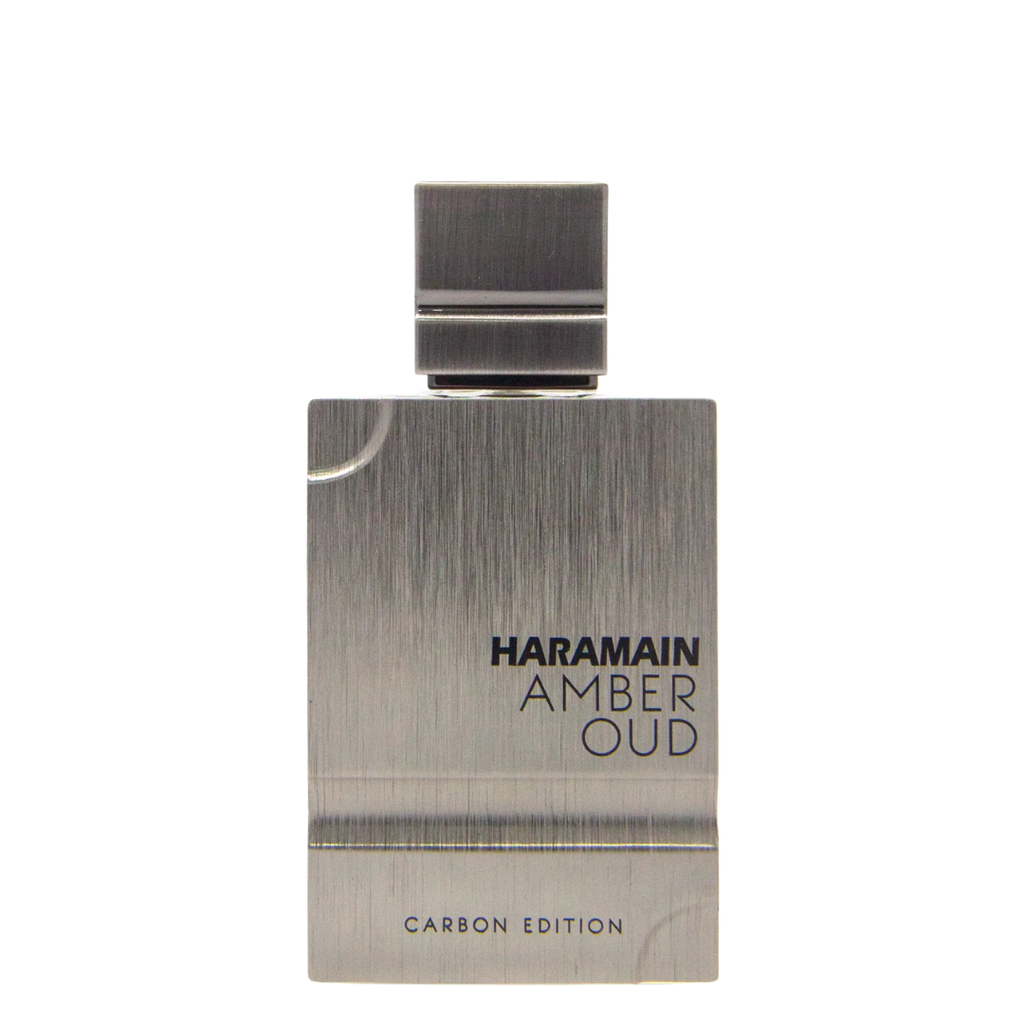 Haramain Amber Oud perfume bottle on a white background. Amber Oud Carbon Edition by Al Haramain Unisex Perfume