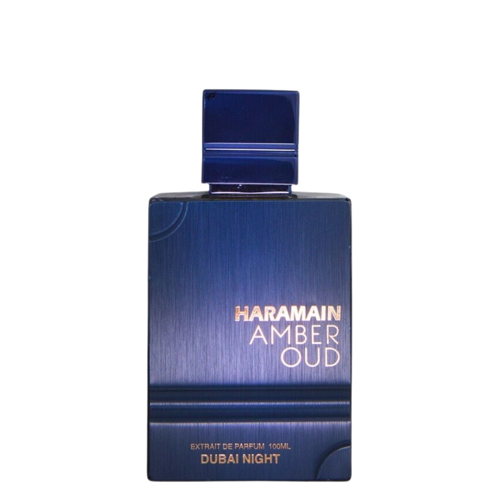 Haramain Amber Oud perfume bottle on a white background. Amber Oud Dubai Night Al Haramain Mens Perfume