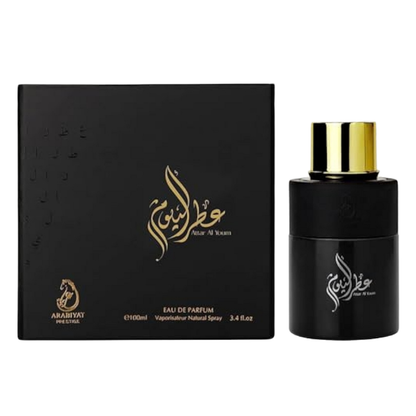 Arabiyat Prestige Attar Al Youm 100ml Eau de Parfum – premium unisex Arabian fragrance in matte black box. Clone / dupe of / inspired by Yves Saint Laurent - Yvresse (Champagne) YSL.