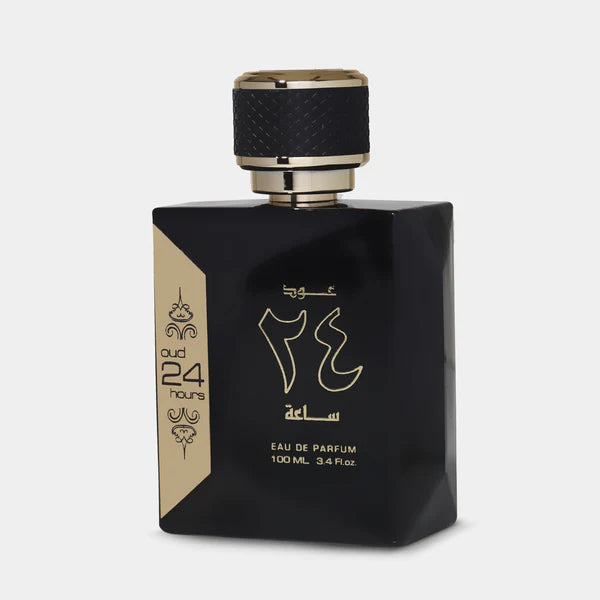 Ard Al Zaafaran Oud 24 Hours perfume – elegant black and gold bottle showcasing premium Arabian oud fragrance for men and women, long-lasting 100ml Eau de Parfum. Clone / dupe of / inspired by Tom Ford - Black Orchid perfume.
