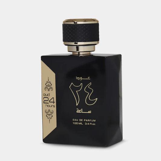 Ard Al Zaafaran Oud 24 Hours perfume – elegant black and gold bottle showcasing premium Arabian oud fragrance for men and women, long-lasting 100ml Eau de Parfum. Clone / dupe of / inspired by Tom Ford - Black Orchid perfume.