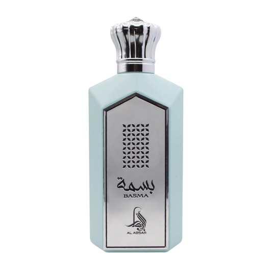 Perfume bottle with 'Basma' branding on a white background