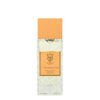 A bottle of Too Damn Good Extrait De Parfum by Bujairami, featuring a textured clear glass bottle with a light orange cap and a gold label.