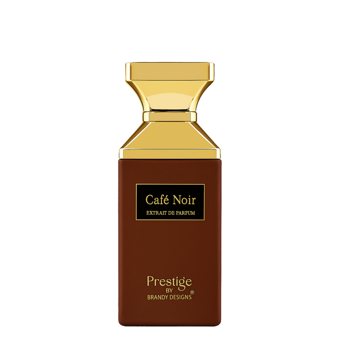 Perfume bottle labeled 'Café Noir' by Prestige on a white background