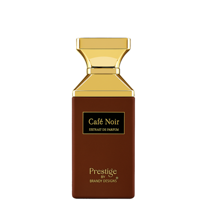 Perfume bottle labeled 'Café Noir' by Prestige on a white background