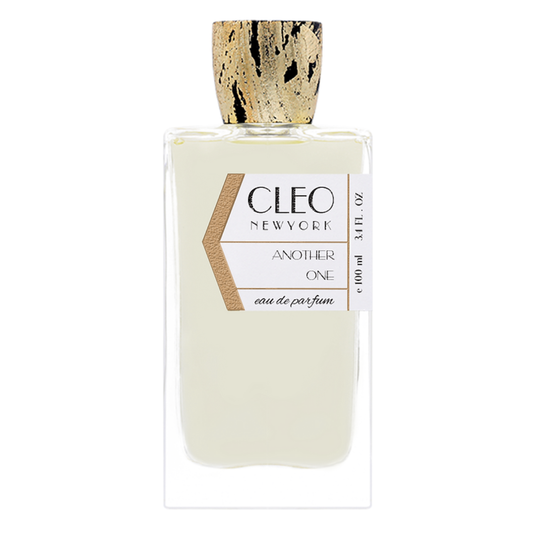Perfume bottle labeled 'Cleo New York Another One' on a white background