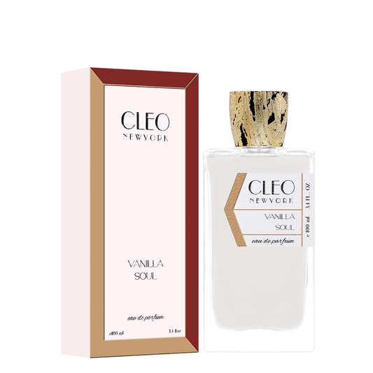 Cleo New York Vanilla Soul eau de parfum bottle and packaging on a white background