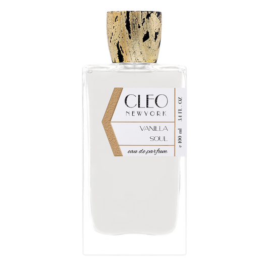 Cleo New York Vanilla Soul eau de parfum bottle on a white background