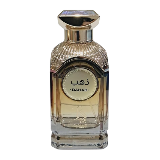Perfume bottle labeled 'Dahab' on a white background
