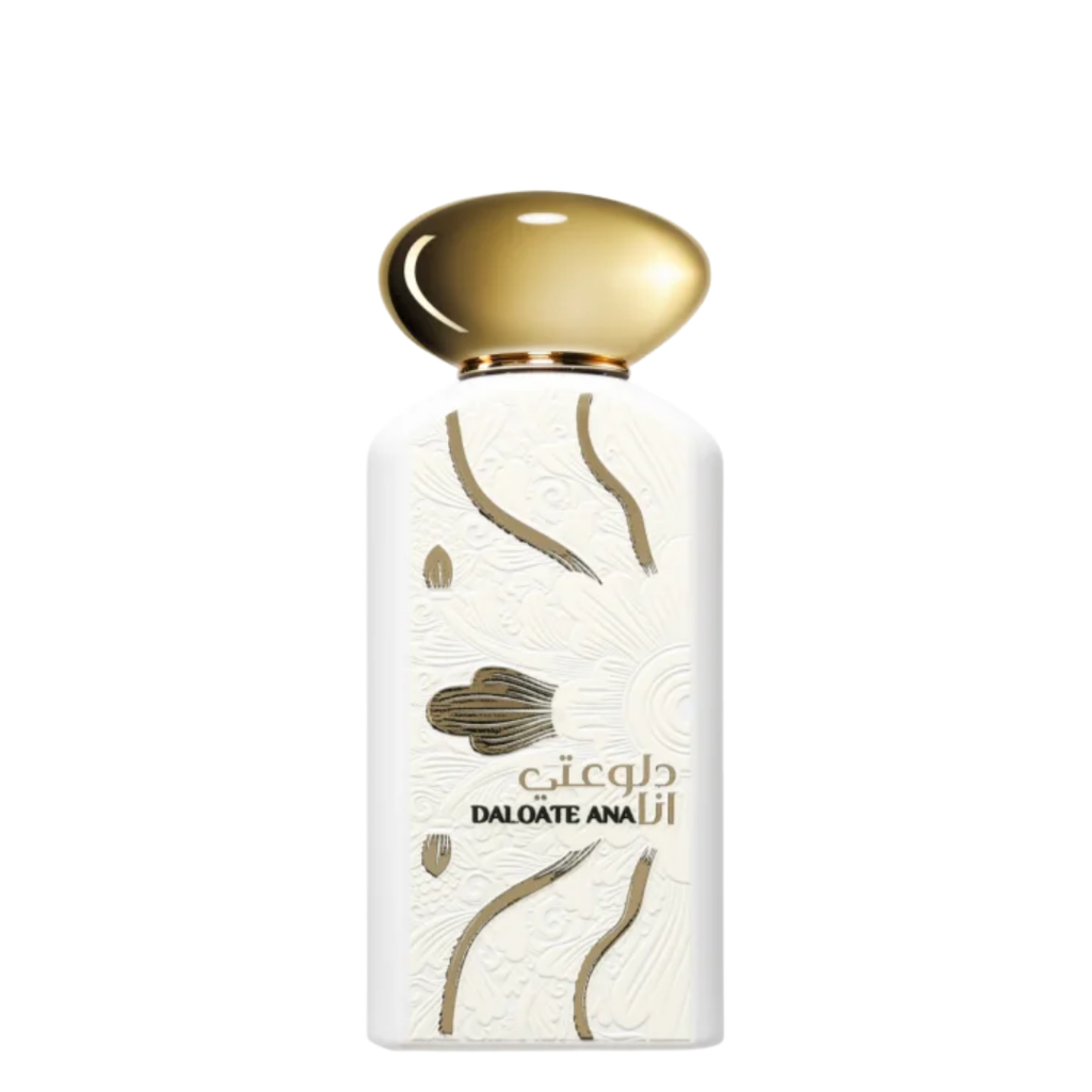 Perfume bottle with gold cap and decorative design on a white background. Daloate Ana by Ard Al Zaafaran Unisex Perfume