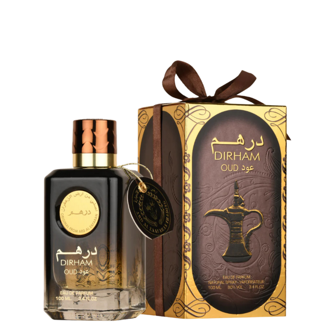 Dirham Oud perfume by Ard Al Zaafaran Eau de Parfum with premium gift box – rich oriental woody perfume for men and women.