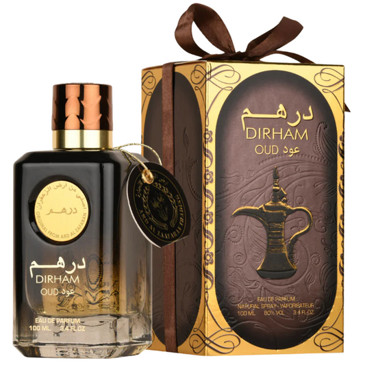 Dirham Oud perfume by Ard Al Zaafaran Eau de Parfum with premium gift box – rich oriental woody perfume for men and women.