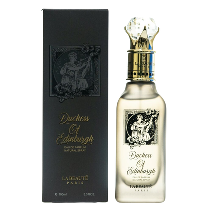 Perfume bottle and packaging of 'Duchess of Edinburgh' by La Beaute Paris on a white background