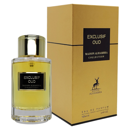 Exclusif Oud perfume bottle and packaging on a white background