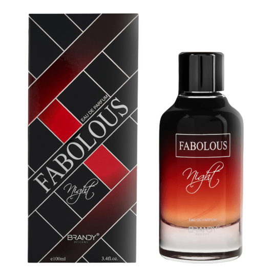 Fabolous Night perfume bottle and packaging on a white background. Fabolous Night by Brandy Designs Unisex Perfume