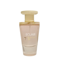 A bottle of Eclair Affair perfume with a pink hue and a golden cap, labeled with the product name.