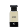 Perfume bottle labeled 'Fusion Intense' by Maison Alhambra on a white background