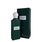 Green perfume bottle and packaging with 'Emerald Soul Diamond' label on a white background. Ibraq