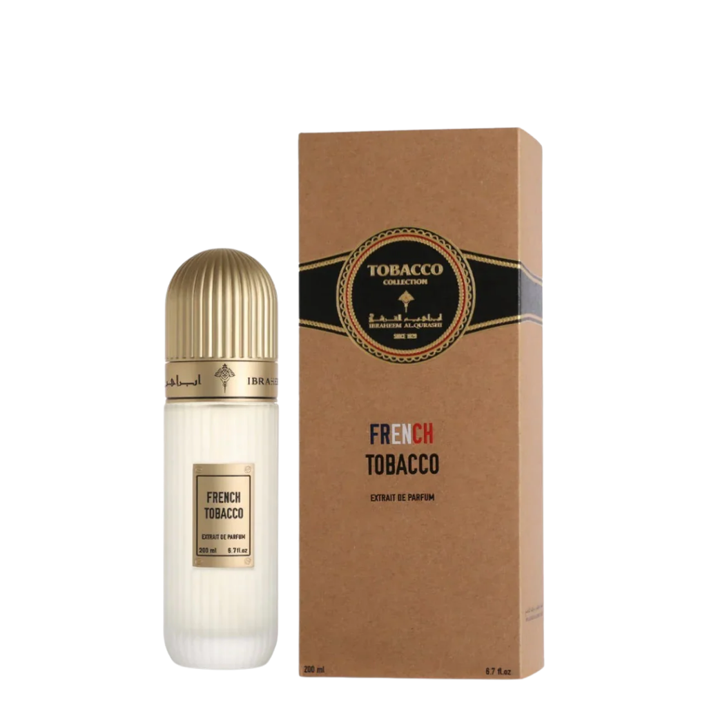IBRAQ French Tobacco perfume bottle and packaging on a white background