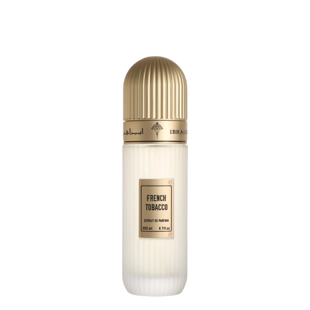 IBRAQ perfume bottle labelled 'French Tobacco' on a white background