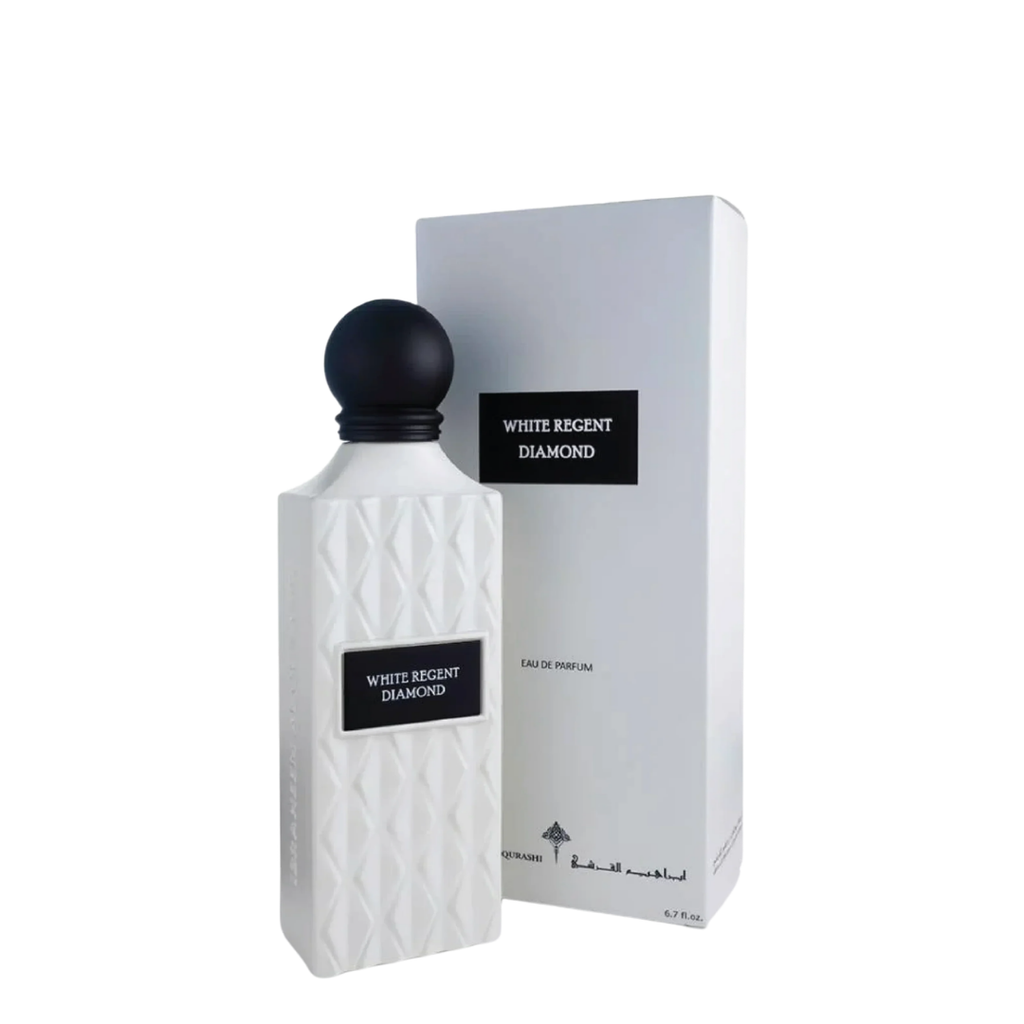 IBRAQ White Regent Diamond perfume bottle and packaging on a white background