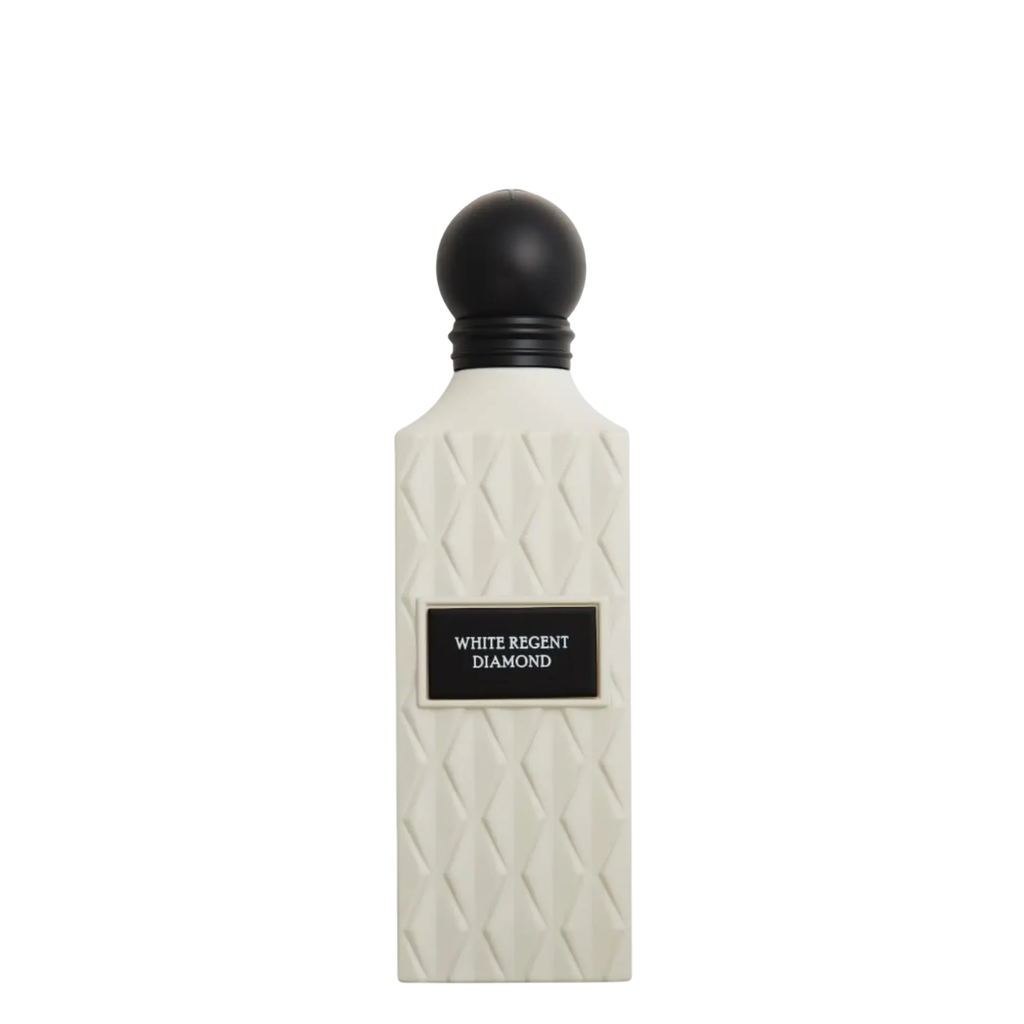 IBRAQ perfume bottle labelled 'White Regent Diamond' on a white background