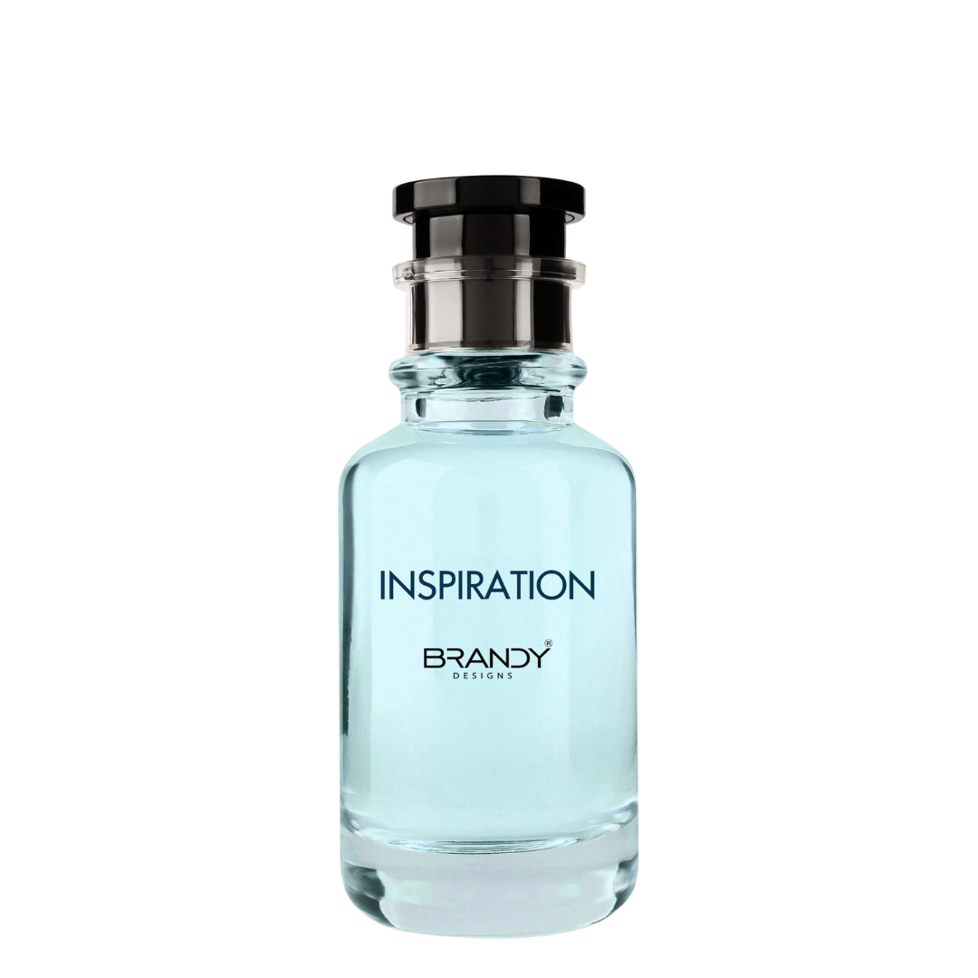 Luxury fragrance Inspiration Eau de Parfum by Brandy Designs. Premium Arabian perfumes for men, long lasting perfumes and sophisticated men’s fragrance in an elegant blue glass bottle.