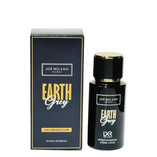 Joé Milano Earth Grey perfume bottle and packaging on a white background