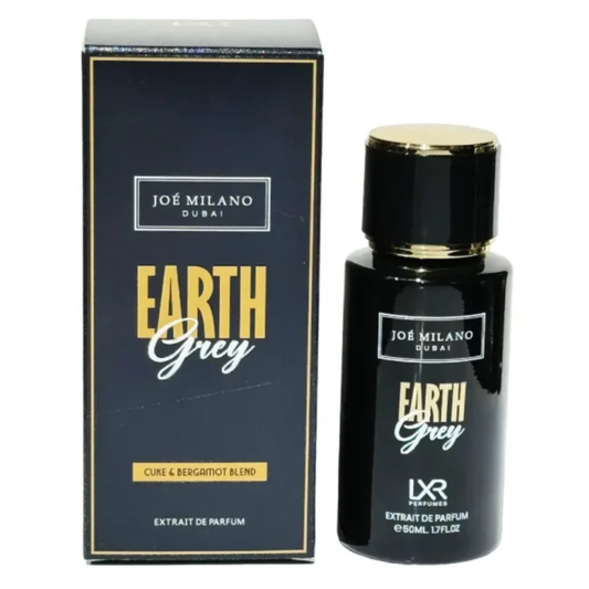 Joé Milano Earth Grey perfume bottle and packaging on a white background